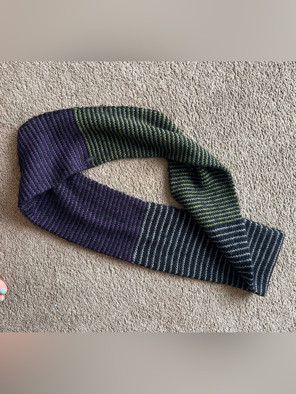 pistil Striped Knit Scarf in Purple, Green, Gray